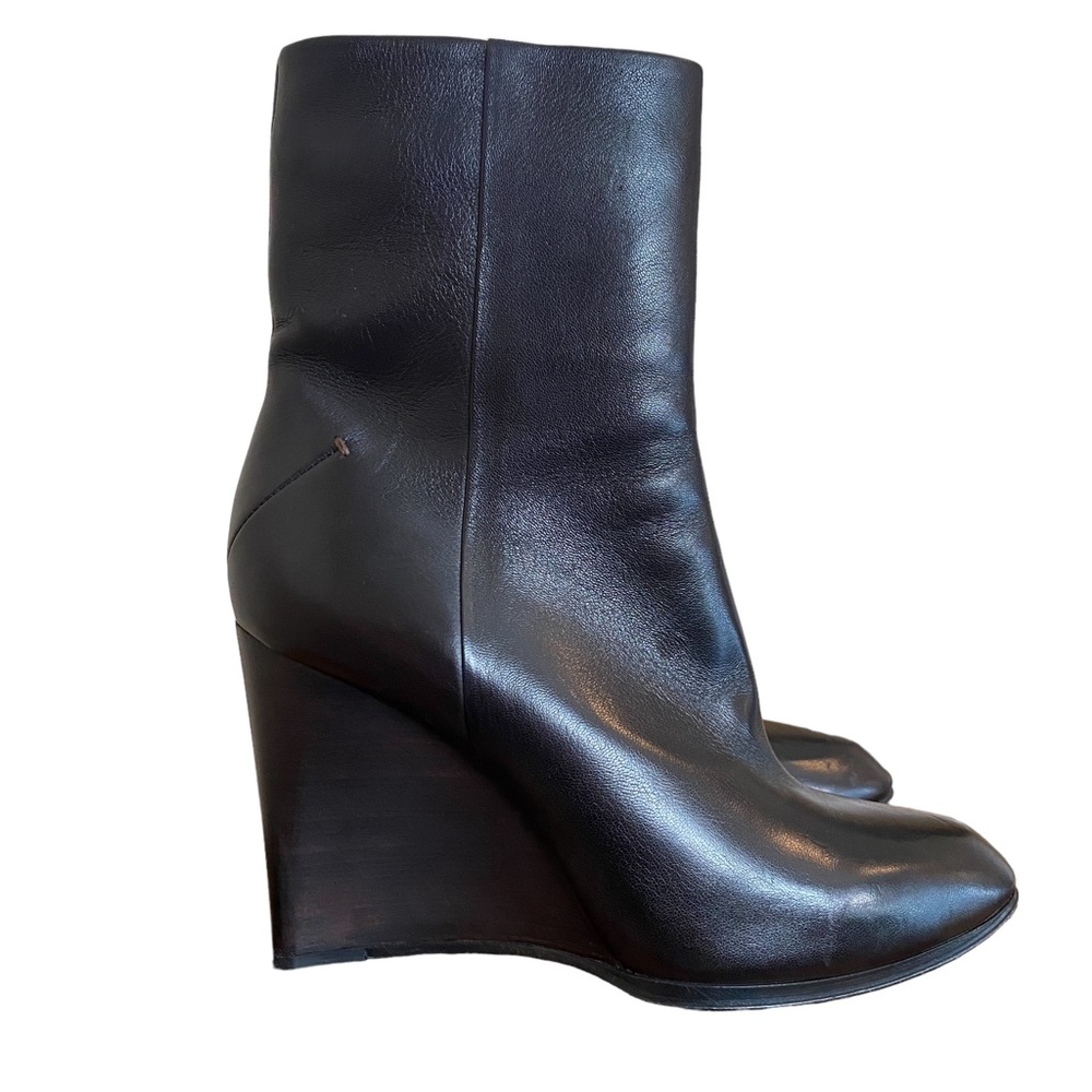 Custom National Black Wedge Heel Pointed Toe Ankle Boot!